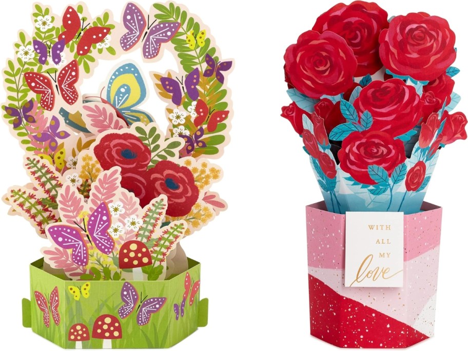 2 floral pop up cards
