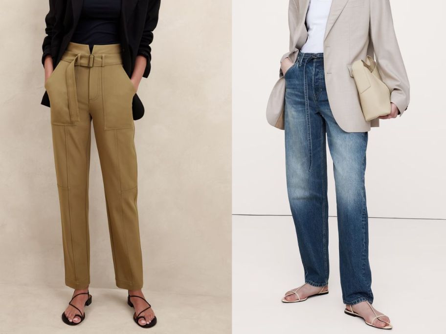 2 women wearing pants