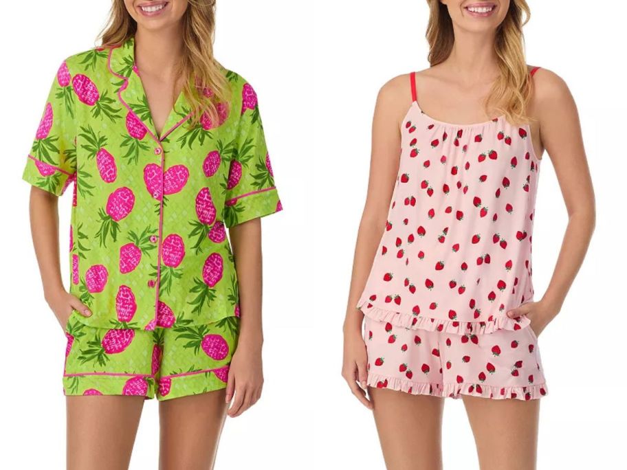 Stock images of two women wearing Beauty Sleep Social Short Pajamas