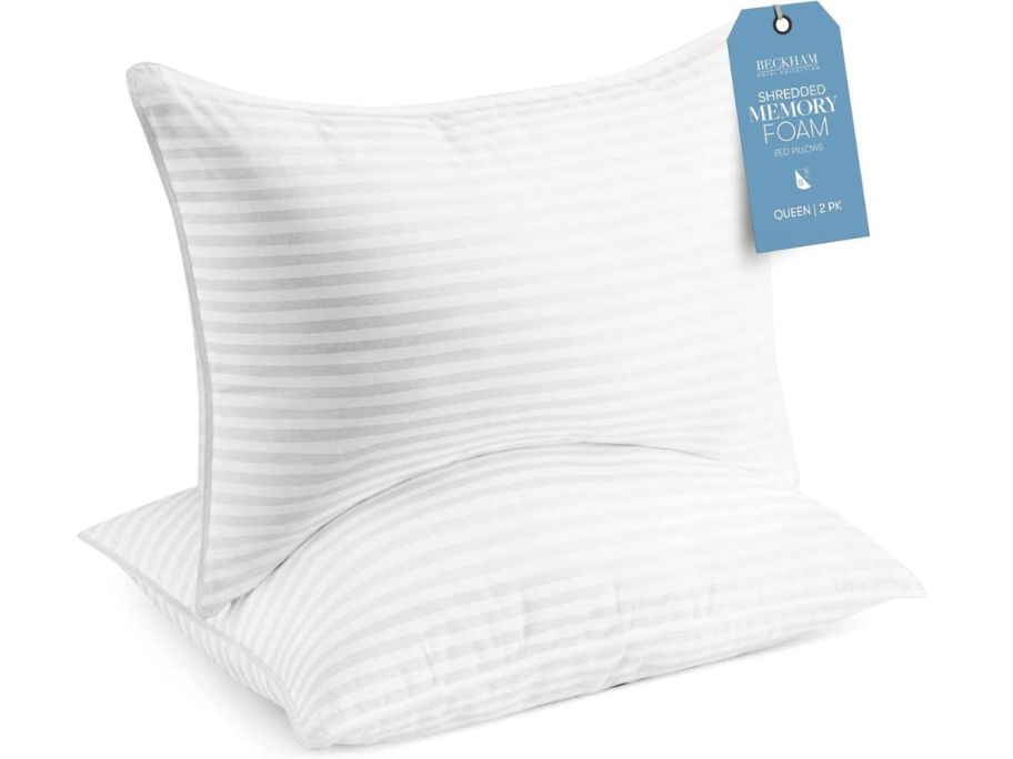 Stock images of two Beckham Hotel Collection Down Alternative Pillows