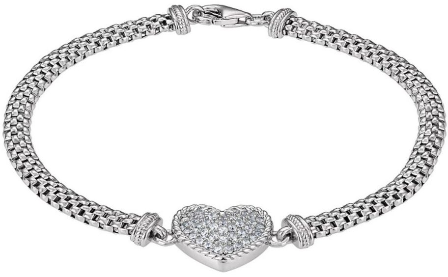Sterling Silver & Cubic Zirconia Heart Bracelet