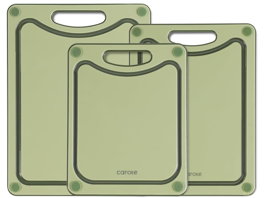 3 green cutting boards in different sizes