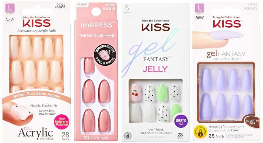 4 boxes of kiss press-on nails