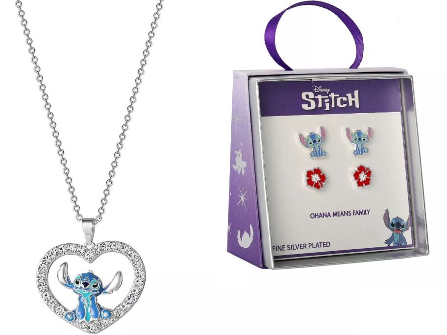 Stock images of disney stitch necklace and earrings sets