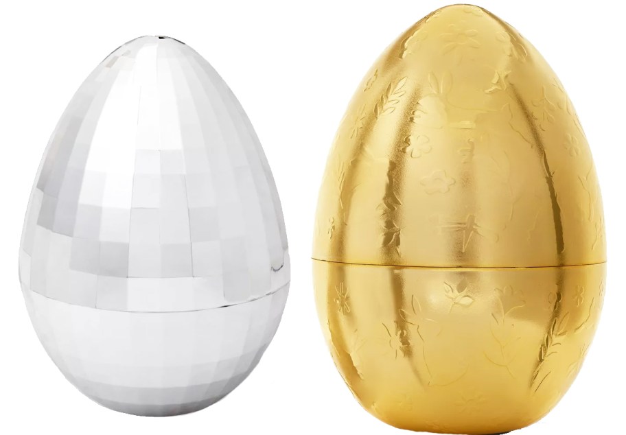 silver and gold large fillable easter eggs
