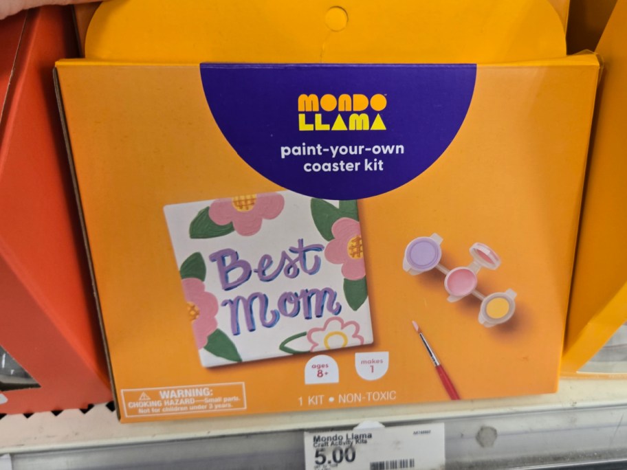 display of Mondo Llama Mother's Day Craft Ceramic Coaster Painting Kit