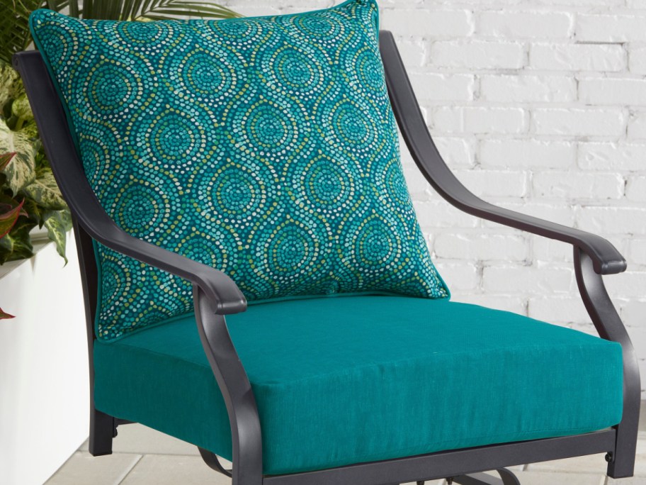 Outdoor cushion displayed on a chair