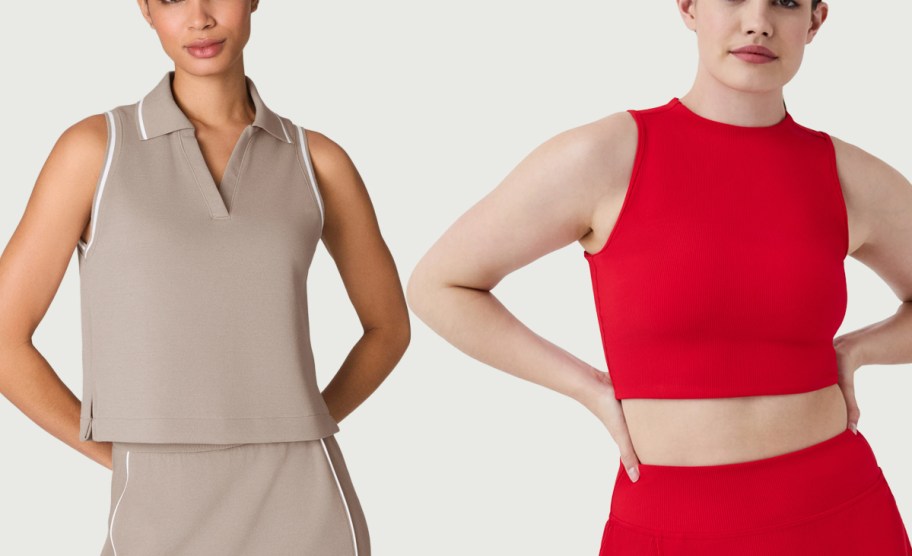 SPANX AirEssentials Pique Polo Tank and Contour Crossback Shelf Tank