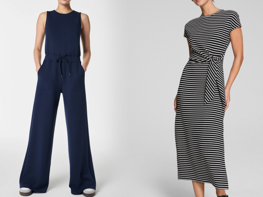 SPANX AirEssentials Sleeveless Jumpsuit and Tie-Waist Maxi Dress