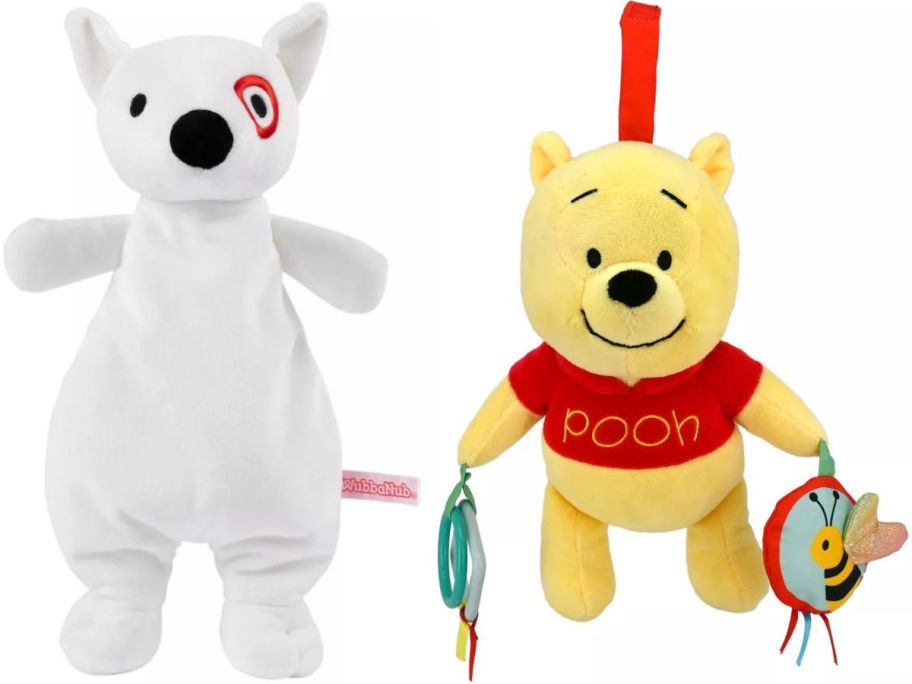 Stock images of a Wubbanub Bullseye Lovey and Winnie the Pooh Baby Toy