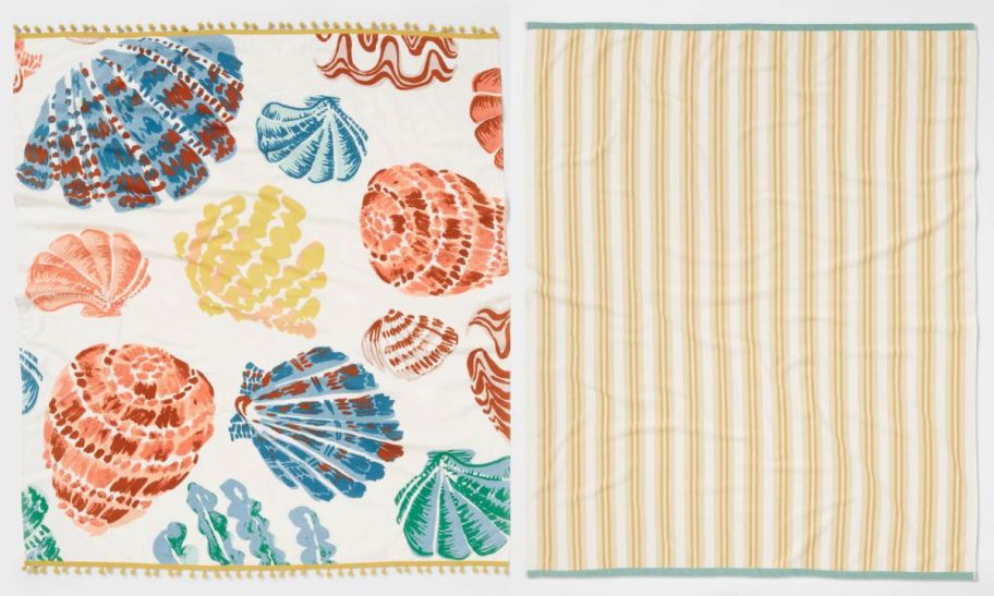 two oversized jumbo beach towels