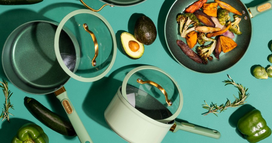 Thyme & Table Granite 12-Piece Cookware Set in Green