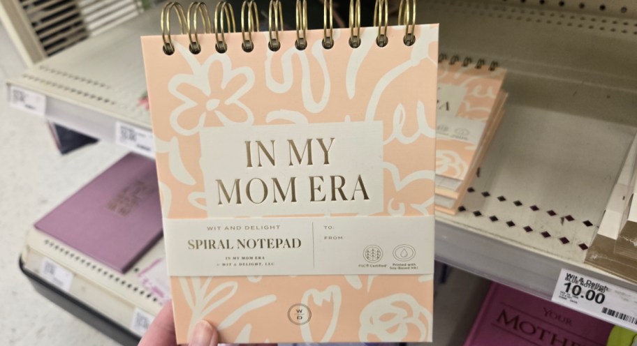 hand holding mother's day notebook