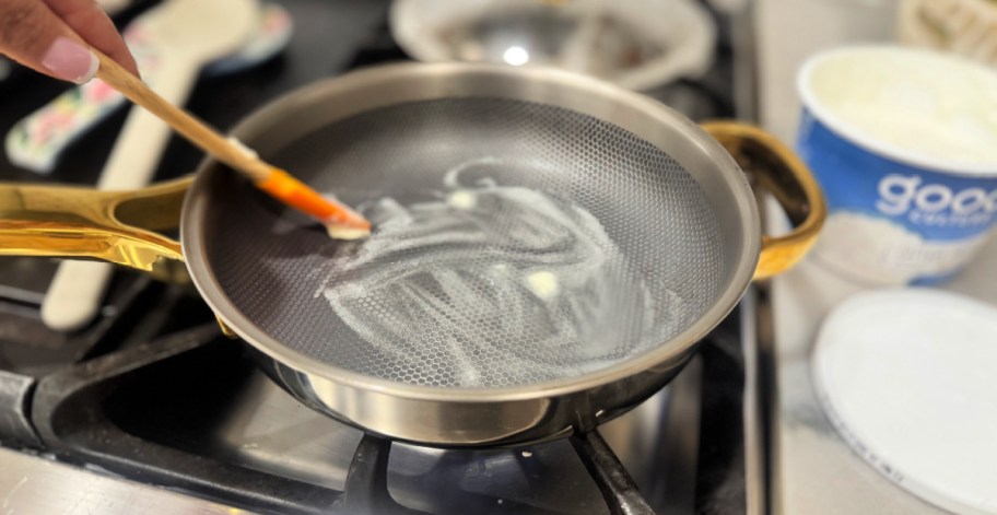 adding butter to a titanium pro pan 