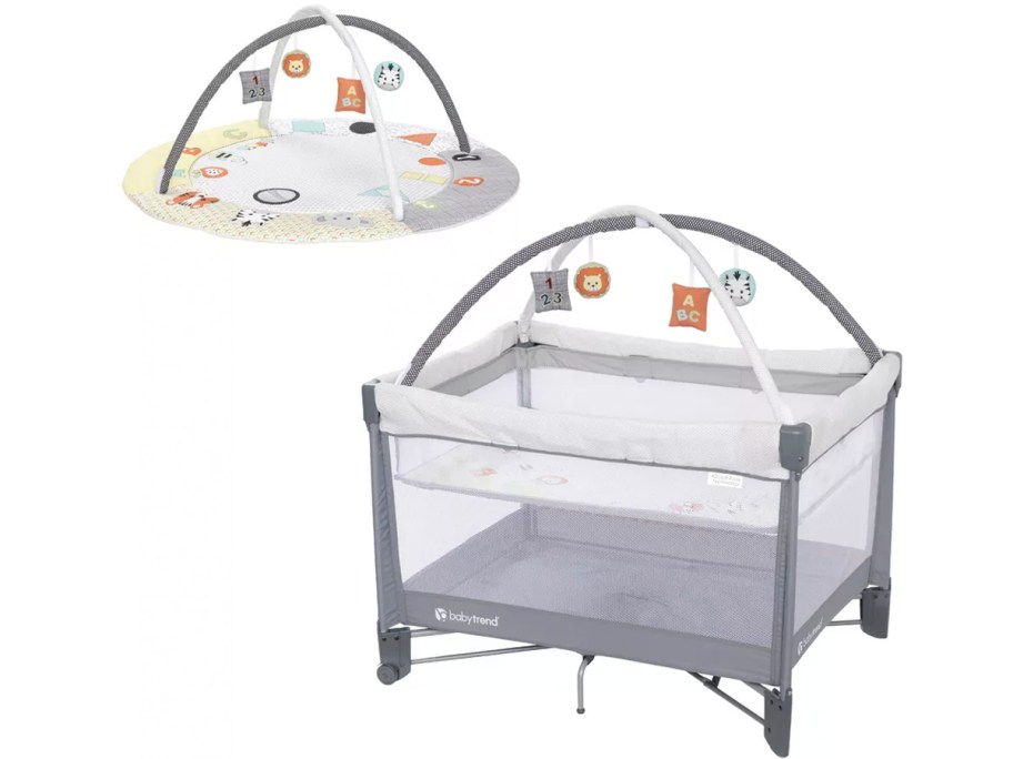 gray baby trend playard and gym 