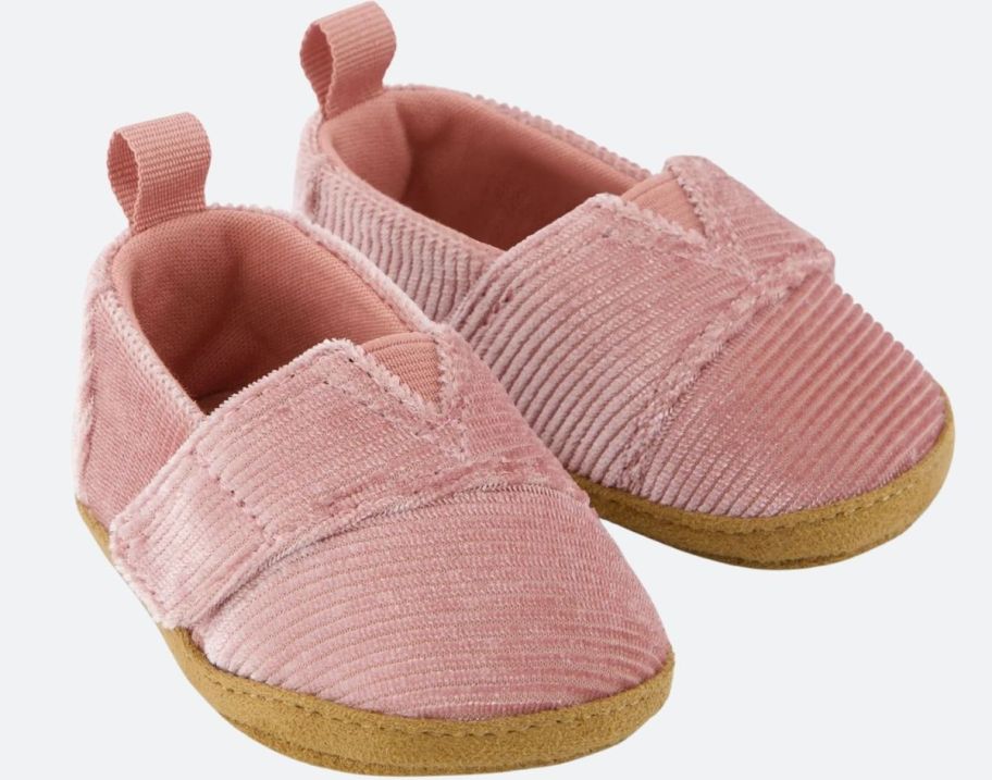 pink corduroy baby crib shoes