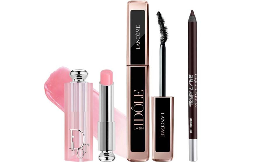 lip stick, mascara and eyeliner