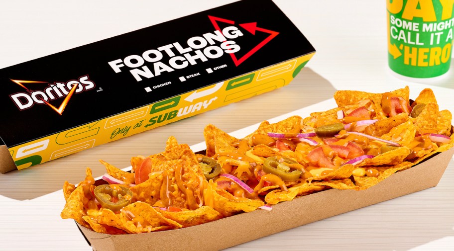 doritos nachos in box on table