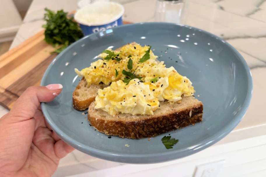 eggs on top of homemade sourdough bread 