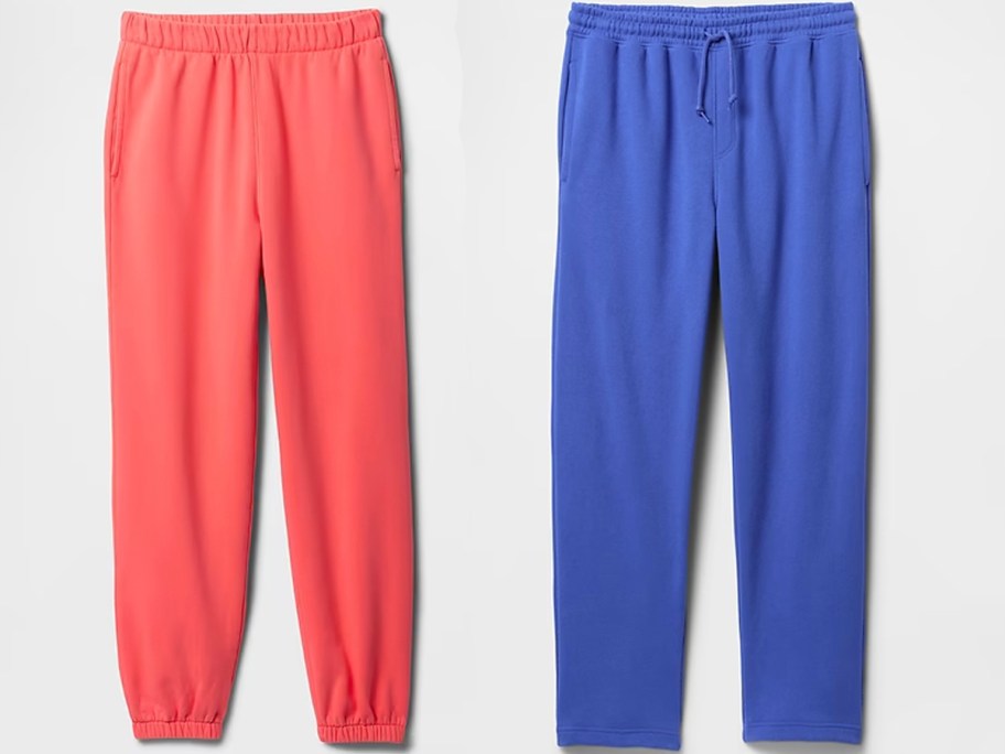 red and blue sweatpants 