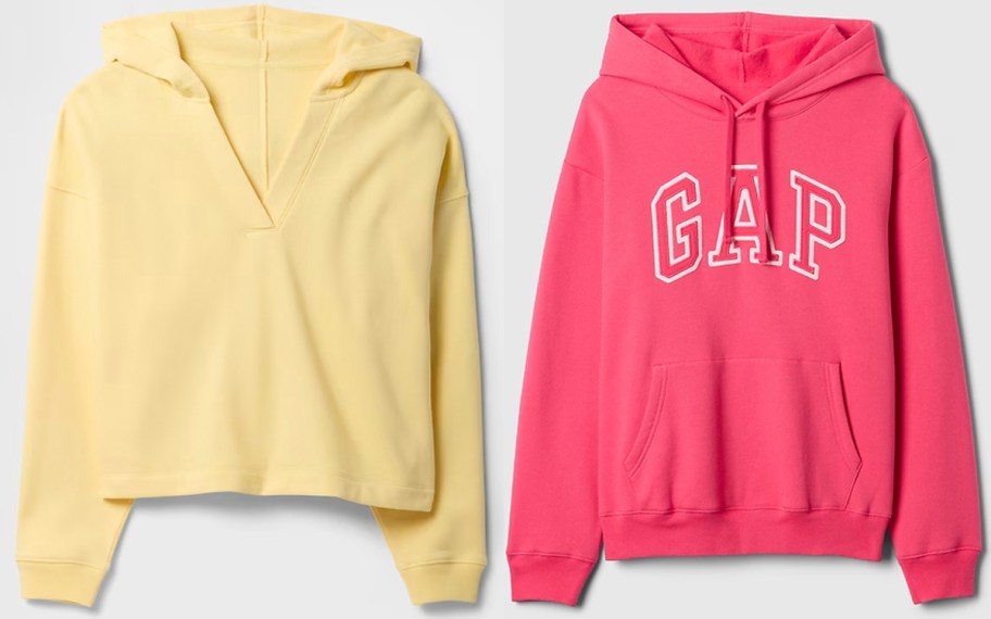 gap yellow and pink hoodies 