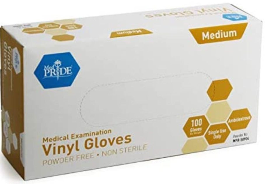 MedPride Medical Vinyl Exam Gloves 100-Count - Medium box