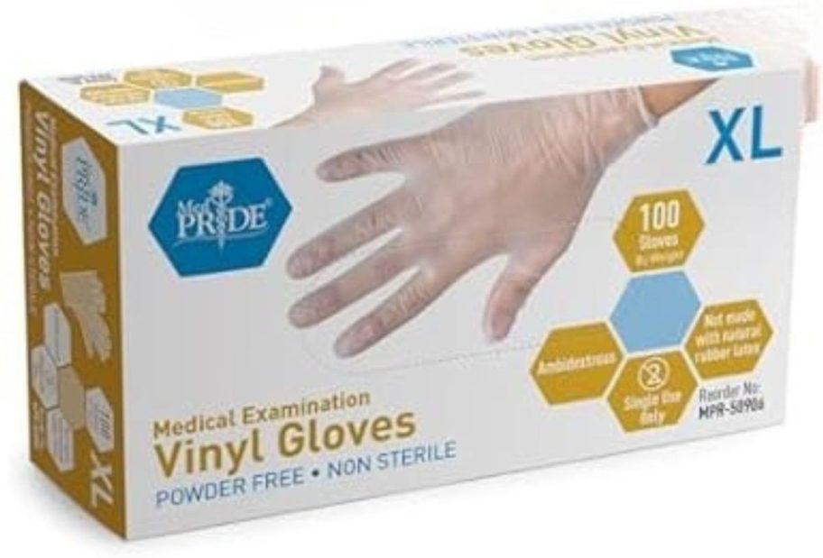 MedPride Medical Vinyl Exam Gloves 100-Count - X-Large box