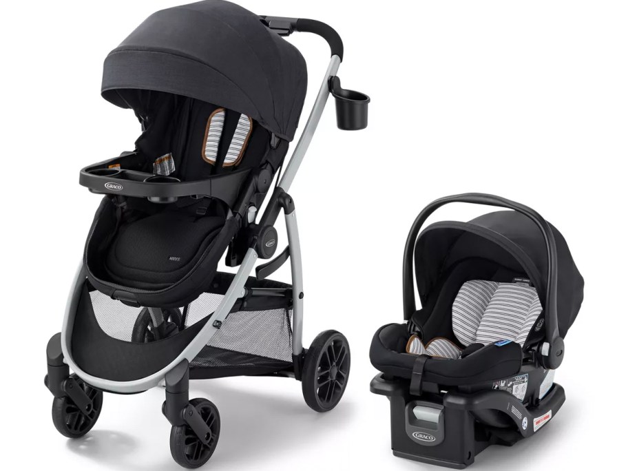 black and gray graco travel system