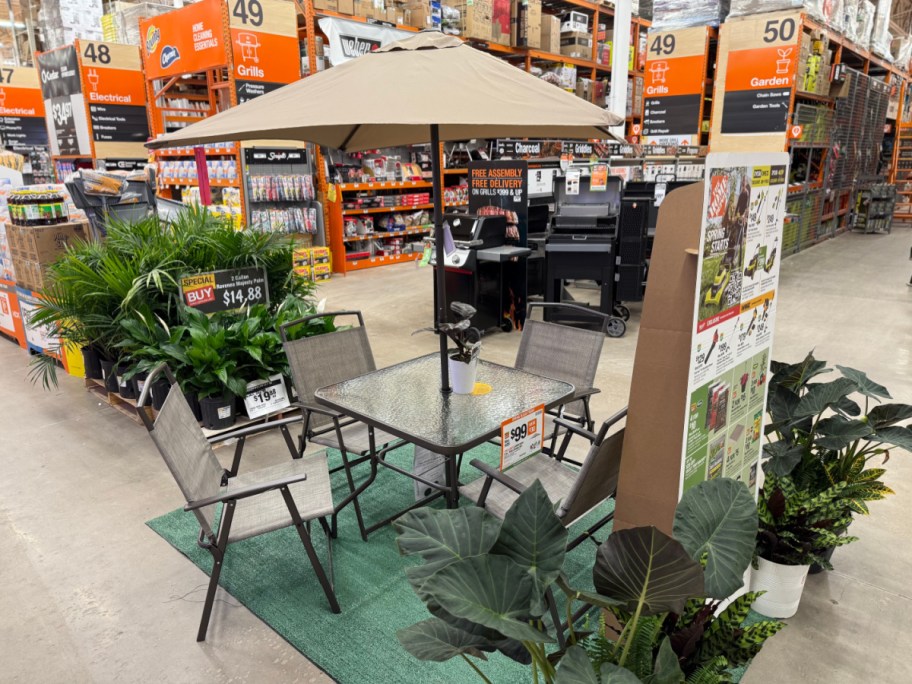 patio set on display at home depot
