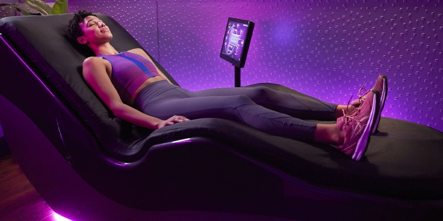 woman laying down on hydromassage chair
