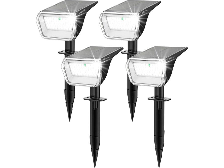 4 black solar stake lights