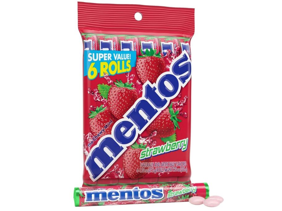 Mentos Strawberry Candy Rolls 6-Pack