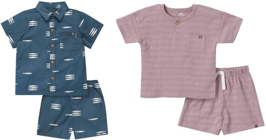 a modern moments 2 piece blue printed and light pink 2-piece set