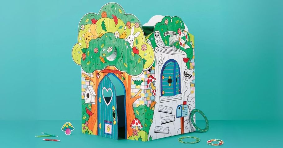 Mondo Llama Color-Your-Own Fort - Tree House against green background