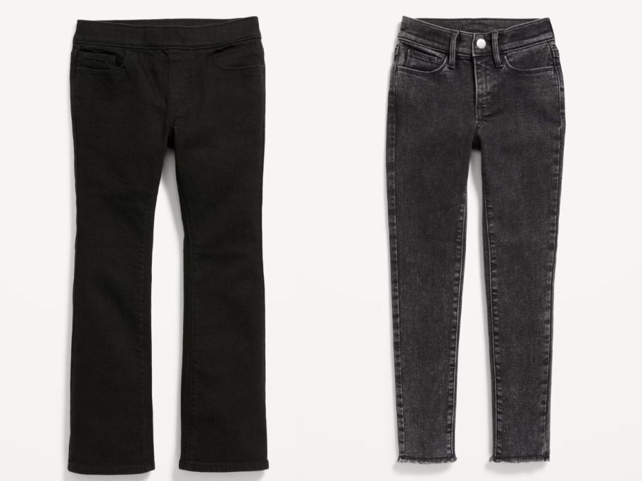 two pairs of black old navy pant stock images