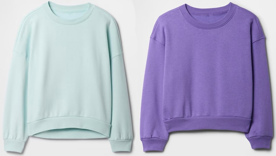 blue and purple sweatshirts