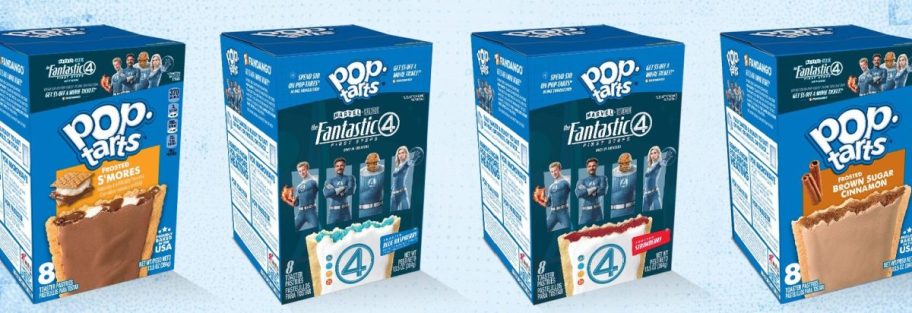 four boxes of different pop tart flavors