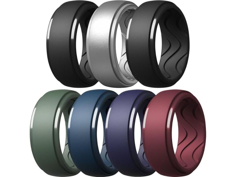 seven Egnaro Men's Silicone Wedding Bands