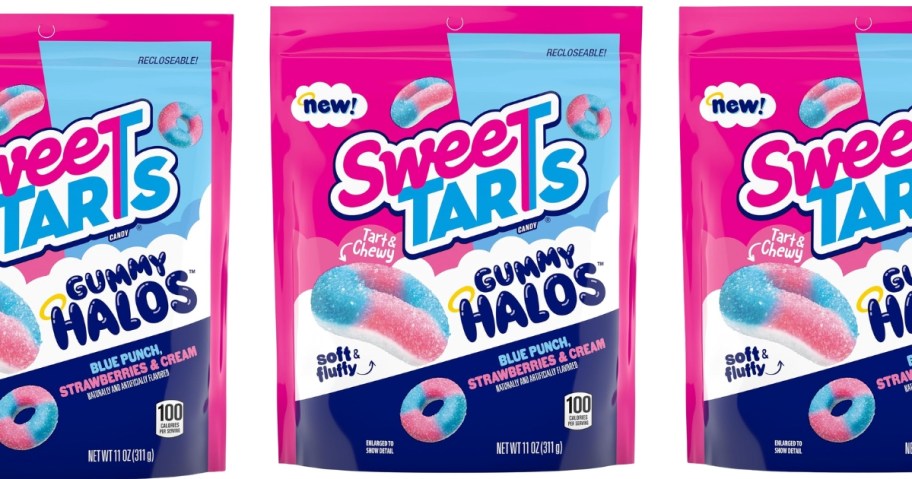 3 bags of SWEETarts Gummy Halos candy