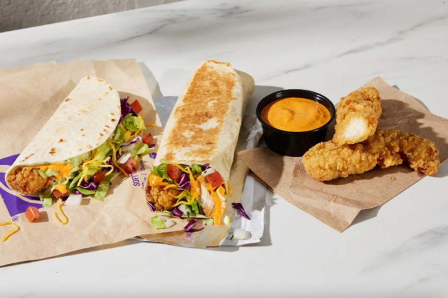 taco bell burritos with crispy chicken nuggets