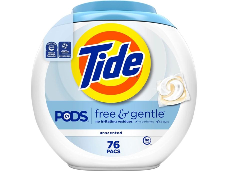 Tide PODS Free & Gentle Laundry Detergent Pacs 76-Count container