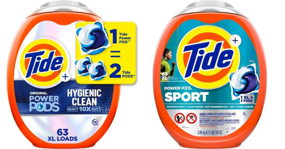 two Tide Power Pods Laundry Detergent 63-Count containers