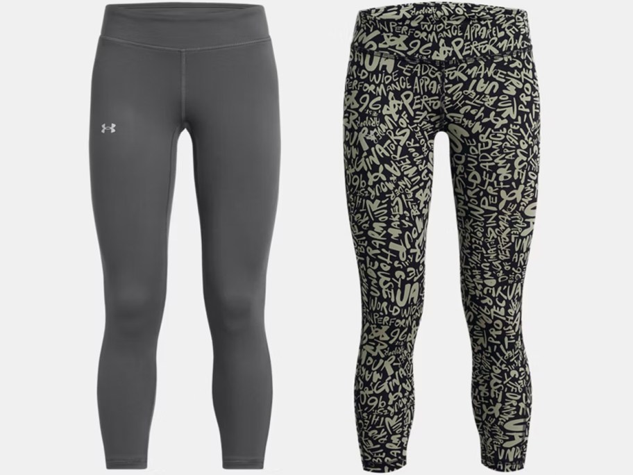 girls gray and print leggings 