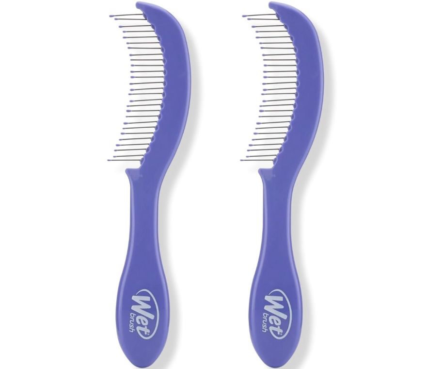 two purple detangling combs