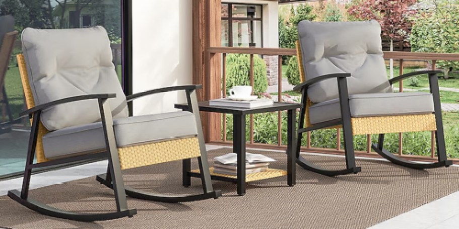 Up to 60% Off Lowe’s Patio Furniture | 3-Piece Wicker Set w/ Cushions Just $170.63 Shipped