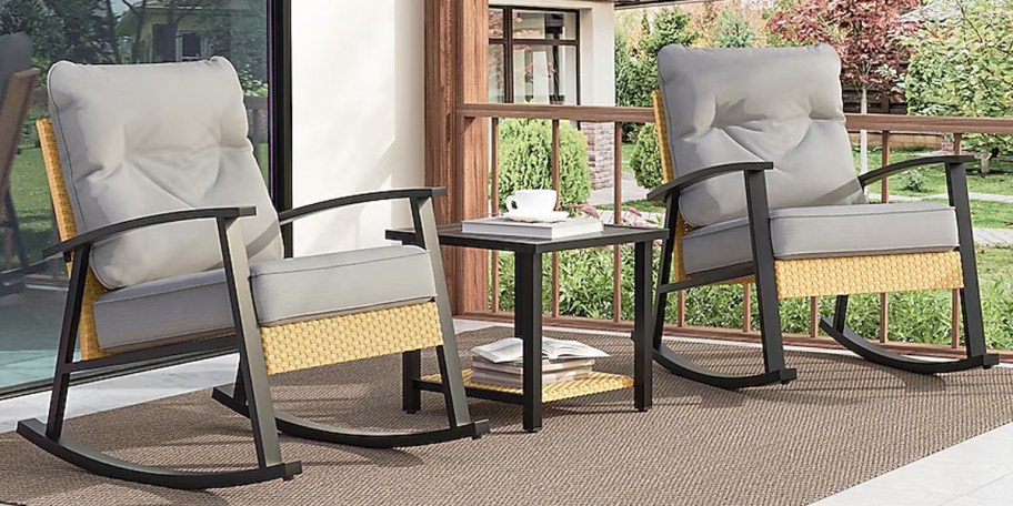 ACEGOSES Adirondack Chair 3-Piece Wicker Set w: Cushions