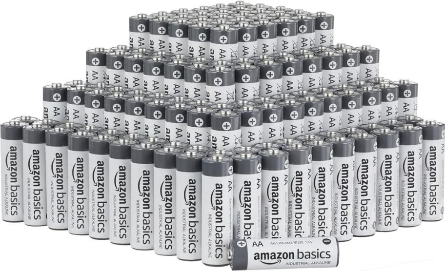 a 200 count stack of AA batteries