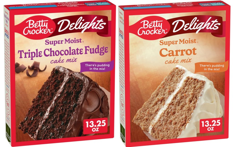 Betty Crocker chocolate fudge and carrot cake 