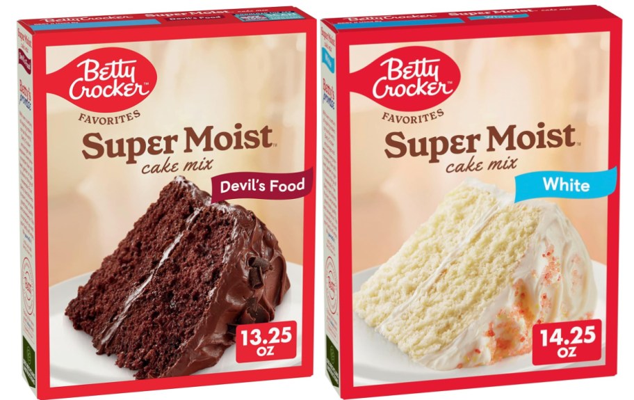 Betty Crocker devil food cake and white cake mix