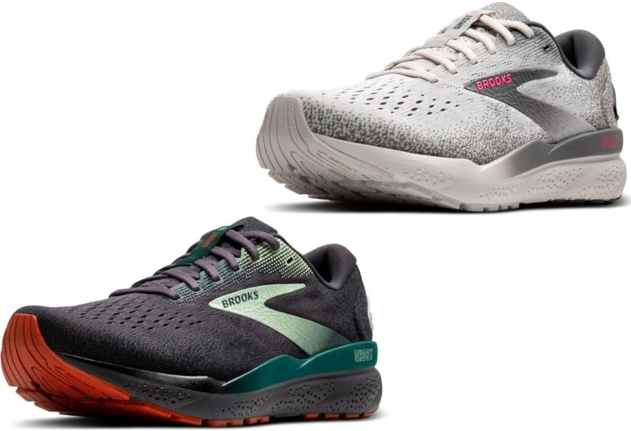 Stock images of two Brooks Ghost 16 Shoes for men and women